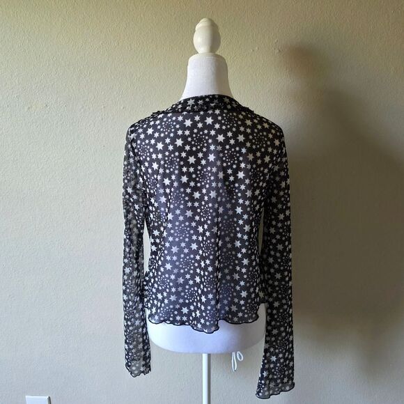 Free People Marne Sheer Stars Top In Black Size Medium - Picture 3 of 7
